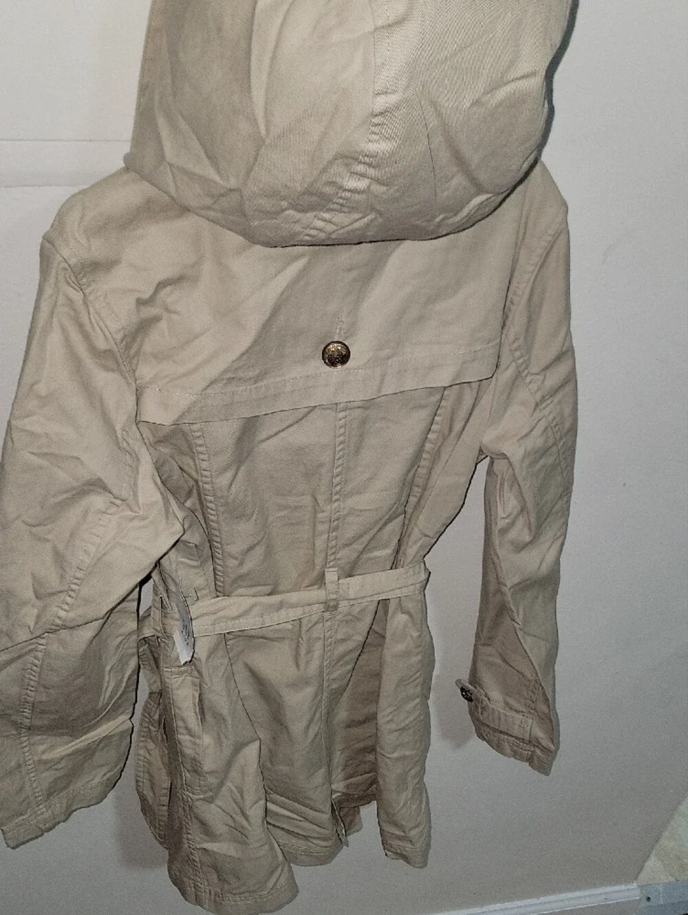 GAP Girls Size L Beige Double-Breasted Trench Coat with Floral Lining